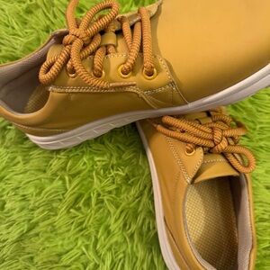 Golden Sneakers with White Soles Size 10 1987